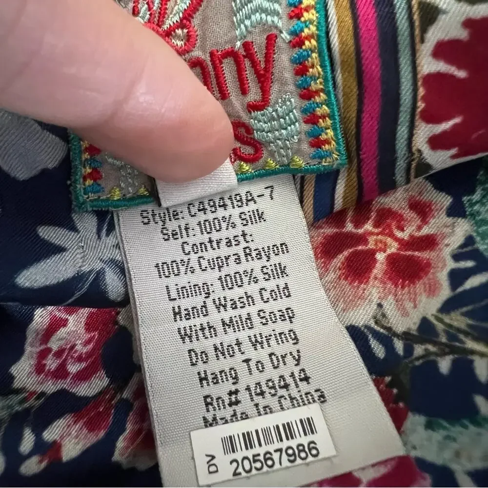 Johnny Was Fiori Reversible Silk Kimono Longline Jacket Sz S - Picture 6 of 8